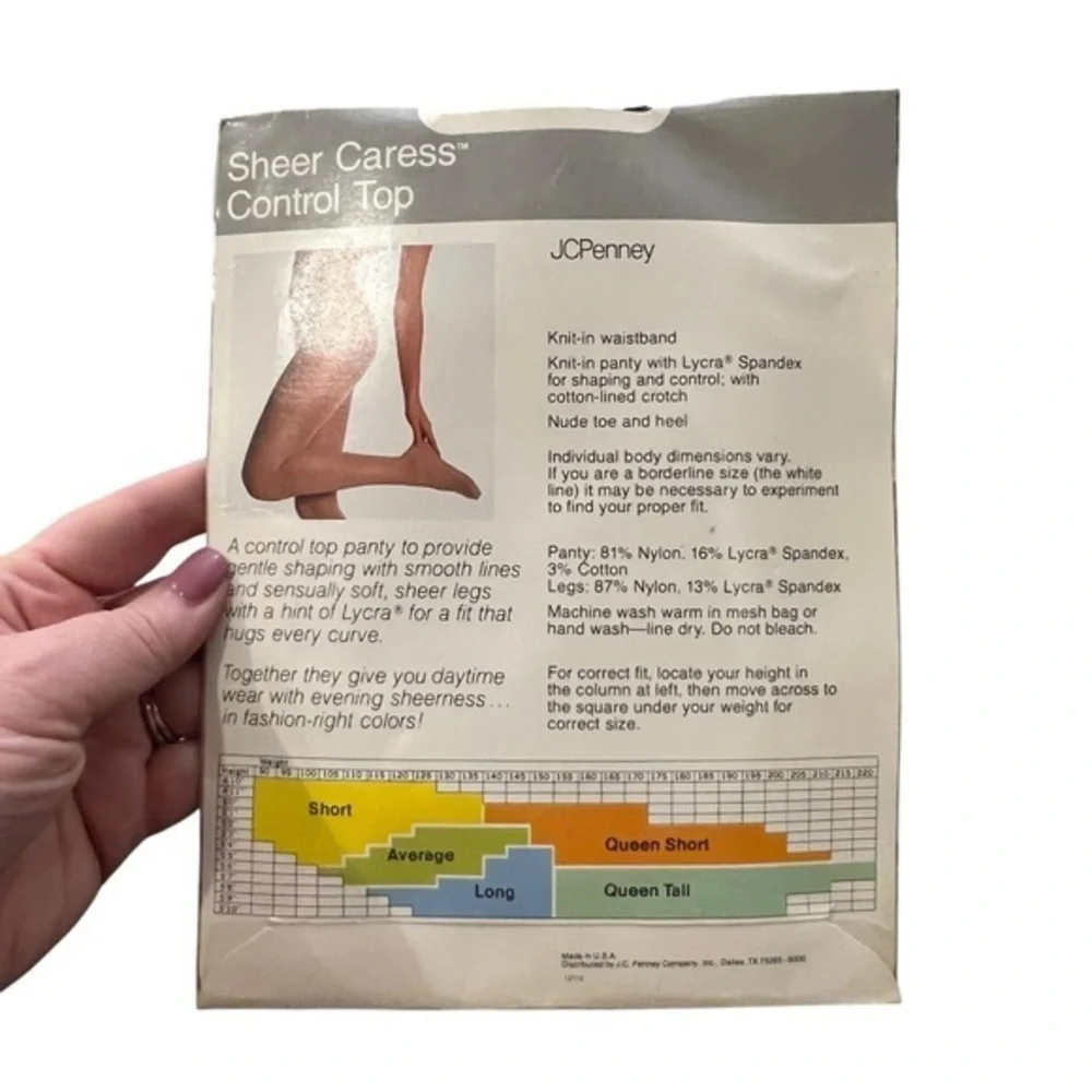 Vintage Sheer Caress‎ Control Top Pantyhose Navy Sandalfoot Queen Tall NIP